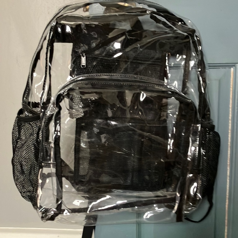 Durable clear backpack.